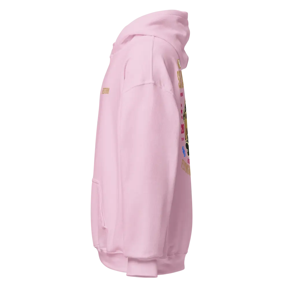 Light pink Flying with Freedom unisex adult skater street wear hoodie with floral sleeve