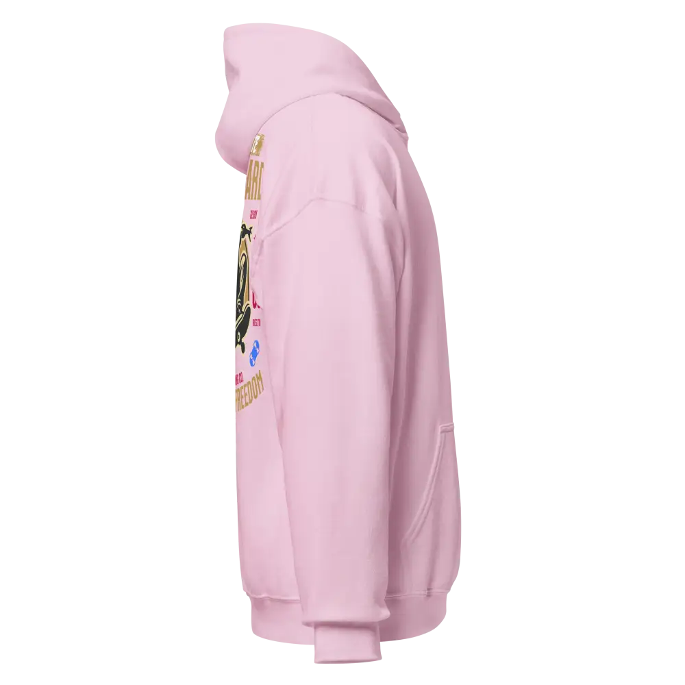 Redtorn Flying with Freedom unisex adult skater street wear hoodie in pink with graphic back design