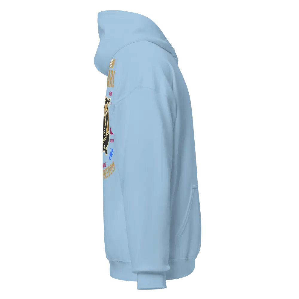 Light blue Flying with Freedom unisex adult skater streetwear hoodie