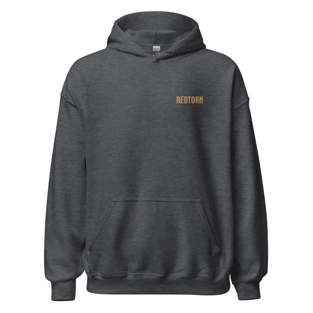 Redtorn Flying with Freedom unisex adult skater street wear hoodie in charcoal gray with gold logo