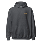 Redtorn Flying with Freedom unisex adult skater street wear hoodie in charcoal gray with gold logo