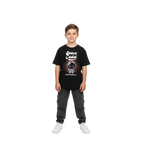 Space Cadet kids graphic tee with cartoon astronaut and red dots