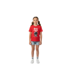 Red Space Cadet kids graphic tee with astronaut print