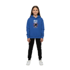 Blue Space Cadet Kids Hoodie with cartoon astronaut graphic