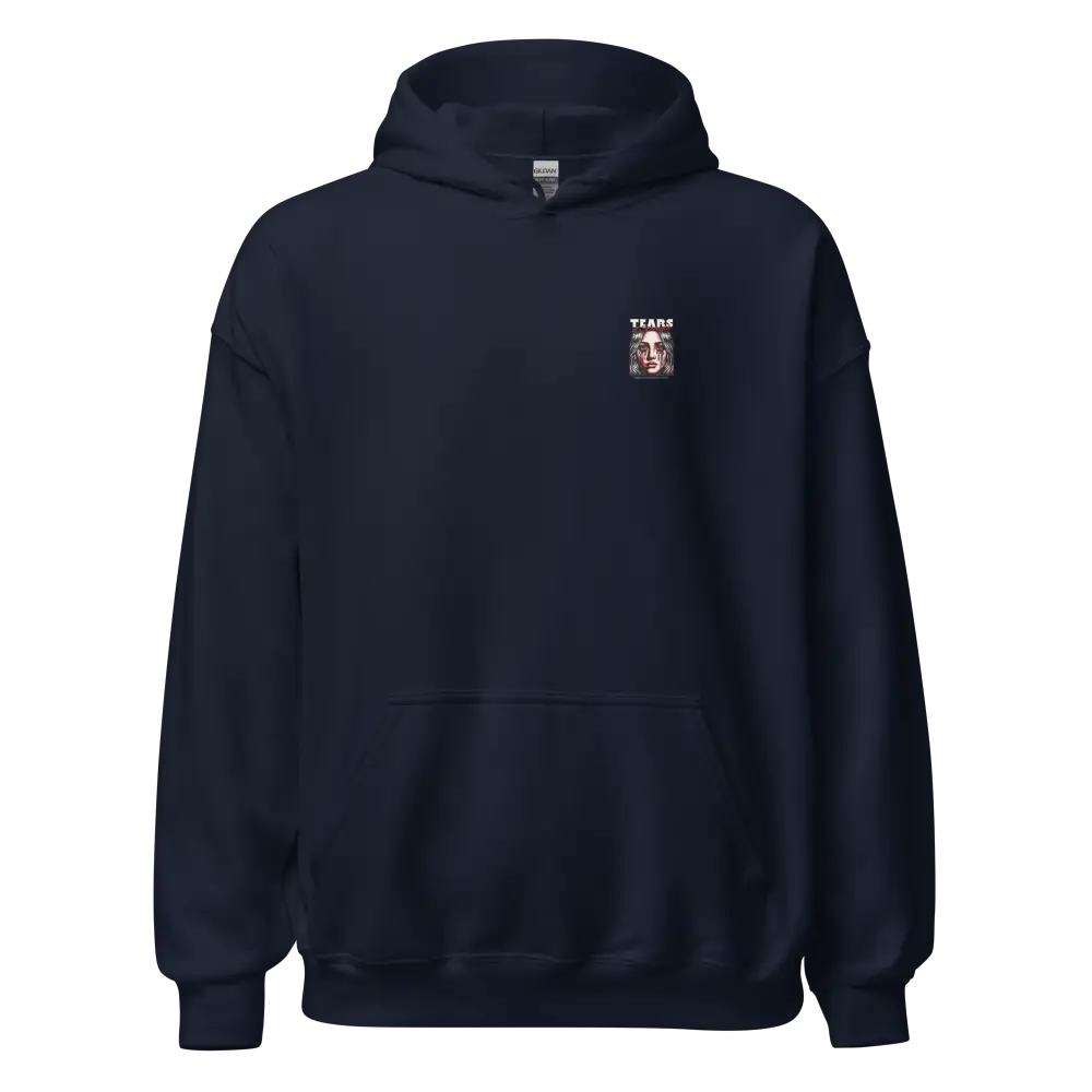 Tears of Strength unisex adult hoodie in navy blue with resilience graphic