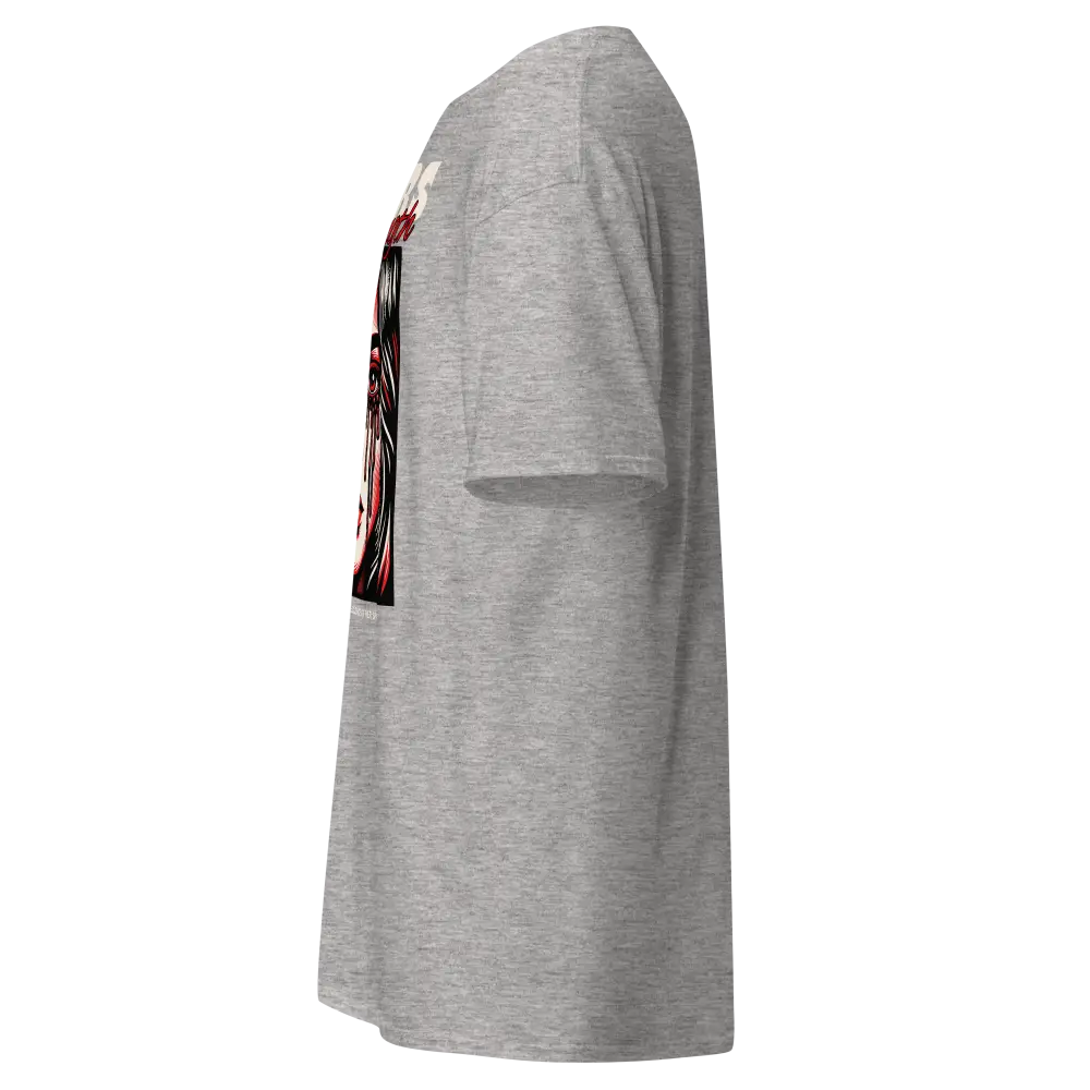 Crying woman graphic unisex adult tee in heather gray with pocket