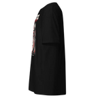 Crying woman graphic unisex adult tee with black leather jacket accents