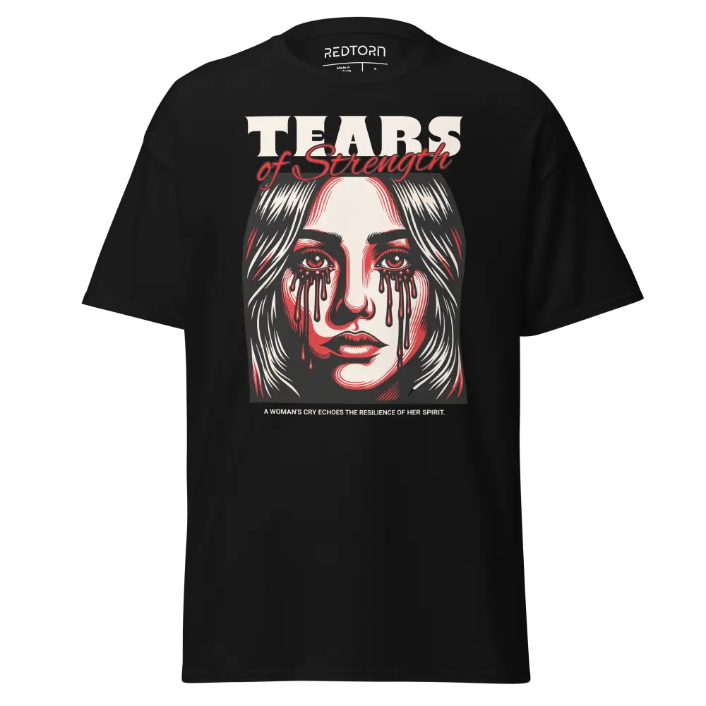 Crying woman graphic unisex adult tee with tears of scream design