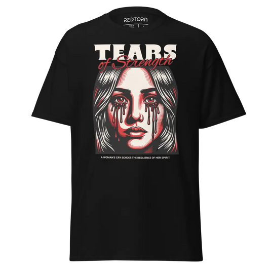 Black Scream Graphic Cotton Unisex Tee with crying woman and blood tears