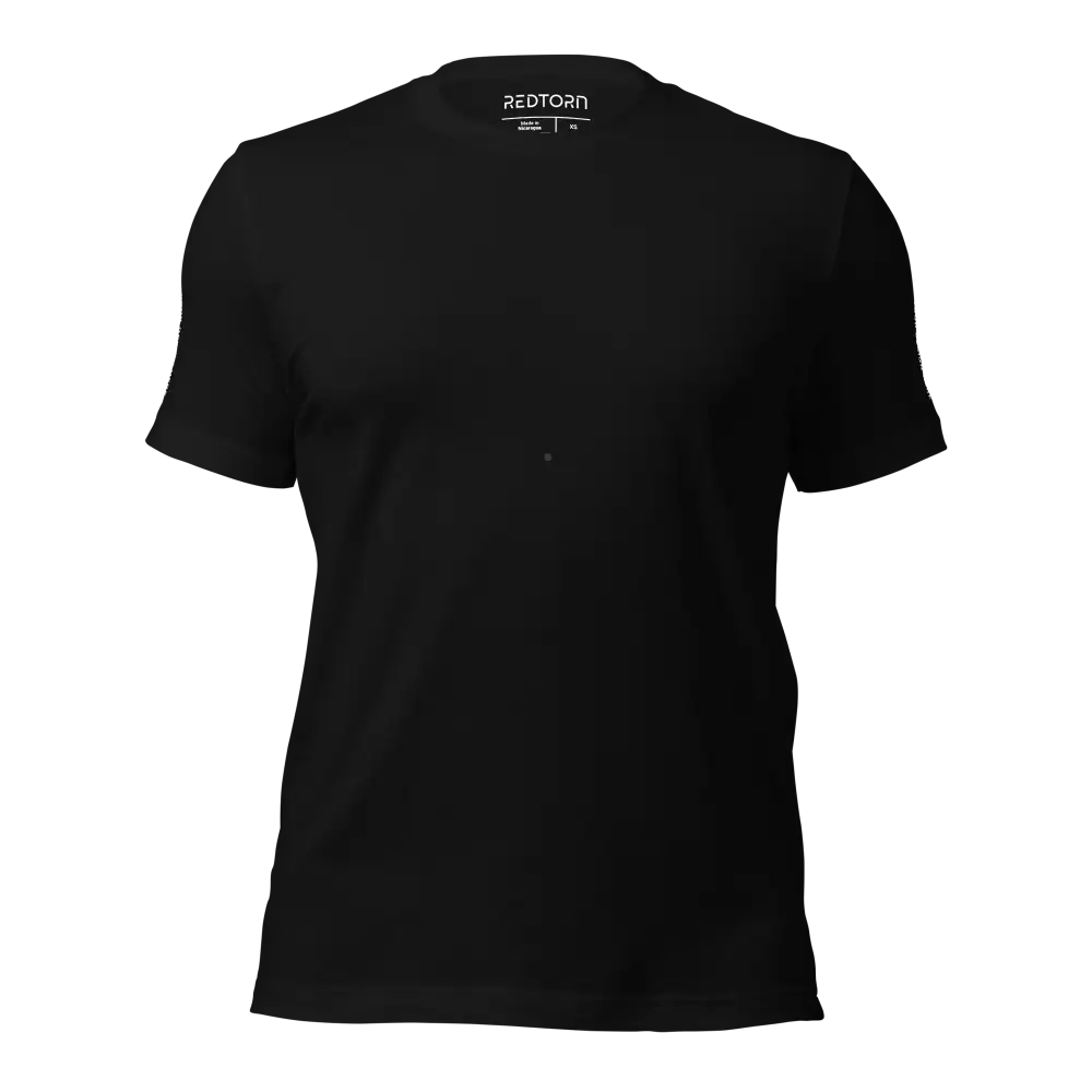 Unisex black cotton t-shirt with white logo design