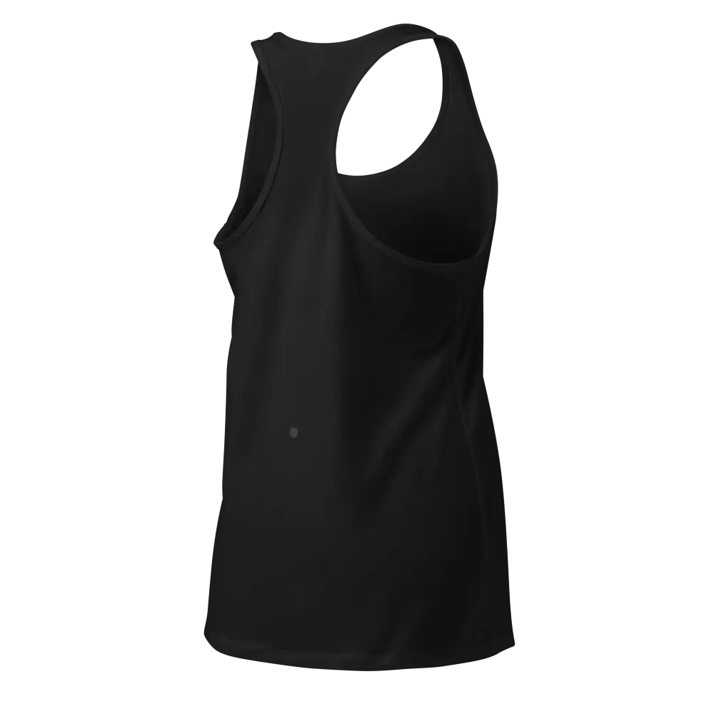 Unisex black racerback tank by Redtorn Clothing with ribbed edges