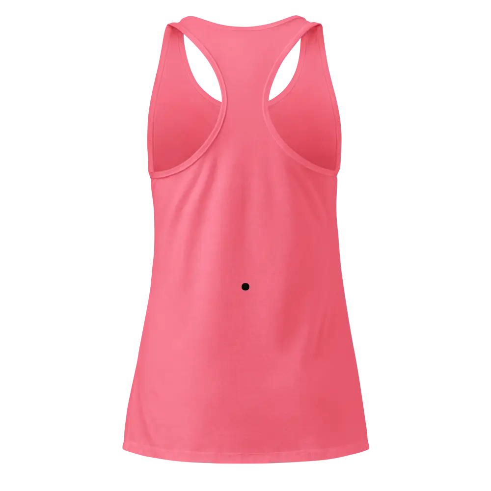 Unisex black racerback tank with pink athletic front and black dot detail