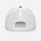 White mesh trucker cap with black button, unisex headwear