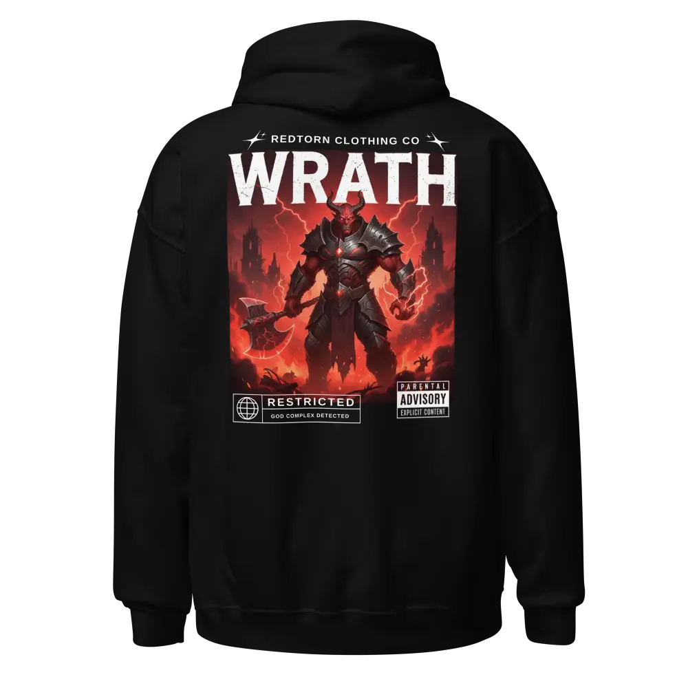 Wrath III Black Hoodie with Wrath Graphic from Deadly Sins Collection